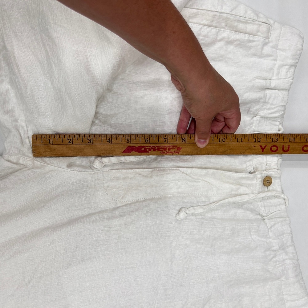 100% Linen Pants XL White Drawstring Relaxed Coastal Resort Euro Summer Womens - Picture 10 of 12